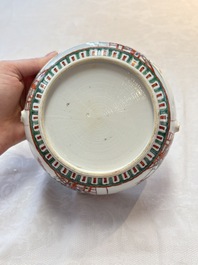 A Chinese famille verte covered bowl, a Dutch-decorated bowl, a gilt-bronze mounted pot-pourri vase and an Imari-style covered jug, Kangxi/Qianlong