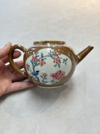 A Chinese famille rose capucin-brown-ground teapot and a Yixing stoneware teapot, Kangxi/Qianlong