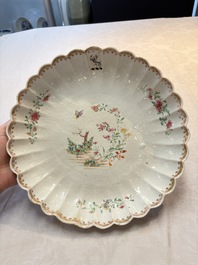 A Chinese famille rose pseudo-armorial tripod dish with the arms of Boschat for the French Market, Qianlong