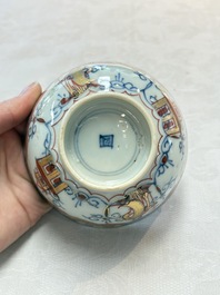 A Chinese famille verte covered bowl, a Dutch-decorated bowl, a gilt-bronze mounted pot-pourri vase and an Imari-style covered jug, Kangxi/Qianlong