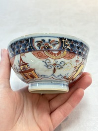 A Chinese famille verte covered bowl, a Dutch-decorated bowl, a gilt-bronze mounted pot-pourri vase and an Imari-style covered jug, Kangxi/Qianlong