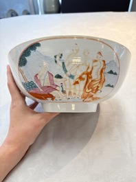 A Chinese famille rose 'The judgement of Paris' punch bowl, Qianlong