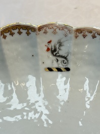 A Chinese famille rose pseudo-armorial tripod dish with the arms of Boschat for the French Market, Qianlong