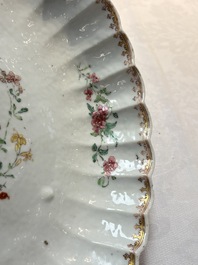 A Chinese famille rose pseudo-armorial tripod dish with the arms of Boschat for the French Market, Qianlong