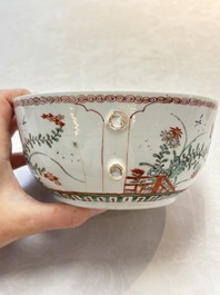 A Chinese famille verte covered bowl, a Dutch-decorated bowl, a gilt-bronze mounted pot-pourri vase and an Imari-style covered jug, Kangxi/Qianlong