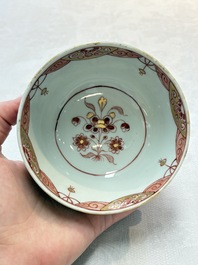 A Chinese famille verte covered bowl, a Dutch-decorated bowl, a gilt-bronze mounted pot-pourri vase and an Imari-style covered jug, Kangxi/Qianlong