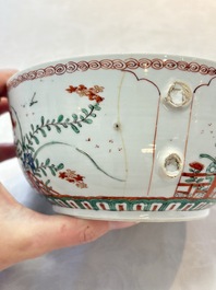 A Chinese famille verte covered bowl, a Dutch-decorated bowl, a gilt-bronze mounted pot-pourri vase and an Imari-style covered jug, Kangxi/Qianlong