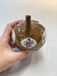 A Chinese famille rose capucin-brown-ground teapot and a Yixing stoneware teapot, Kangxi/Qianlong