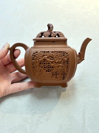 A Chinese famille rose capucin-brown-ground teapot and a Yixing stoneware teapot, Kangxi/Qianlong