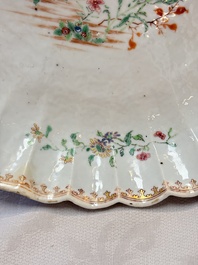 A Chinese famille rose pseudo-armorial tripod dish with the arms of Boschat for the French Market, Qianlong