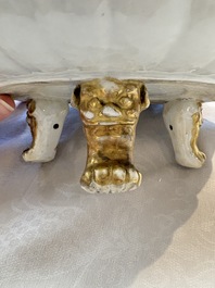 A Chinese famille rose pseudo-armorial tripod dish with the arms of Boschat for the French Market, Qianlong