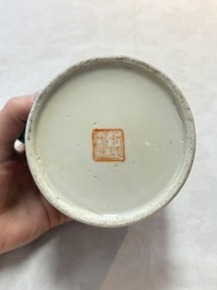 A Chinese famille rose turquoise-ground teapot for the Straits or Peranakan market, Zhong Hua Min Guo 中華民國 mark, Republic.