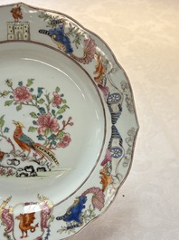 A Chinese famille rose armorial soup plate with the arms of Drake for the English market, Qianlong, ca. 1750