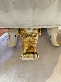 A Chinese famille rose pseudo-armorial tripod dish with the arms of Boschat for the French Market, Qianlong