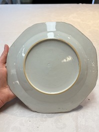 A pair of Chinese famille rose armorial plates with the arms of Mills impaling Hatch for the English market, Qianlong, ca. 1745