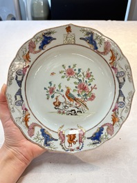 A Chinese famille rose armorial soup plate with the arms of Drake for the English market, Qianlong, ca. 1750