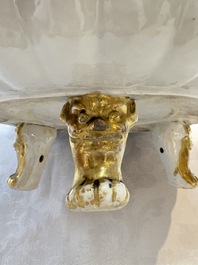 A Chinese famille rose pseudo-armorial tripod dish with the arms of Boschat for the French Market, Qianlong