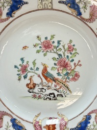 A Chinese famille rose armorial soup plate with the arms of Drake for the English market, Qianlong, ca. 1750
