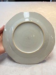 A pair of Chinese famille rose armorial plates with the arms of Mills impaling Hatch for the English market, Qianlong, ca. 1745