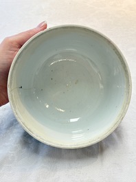 A Chinese famille verte covered bowl, a Dutch-decorated bowl, a gilt-bronze mounted pot-pourri vase and an Imari-style covered jug, Kangxi/Qianlong