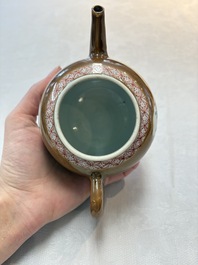 A Chinese famille rose capucin-brown-ground teapot and a Yixing stoneware teapot, Kangxi/Qianlong