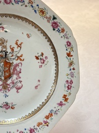 A pair of Chinese famille rose armorial plates with the arms of Mills impaling Hatch for the English market, Qianlong, ca. 1745