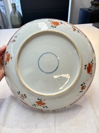 A Chinese famille verte 'ladies in a garden' dish, Kangxi