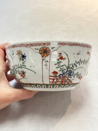 A Chinese famille verte covered bowl, a Dutch-decorated bowl, a gilt-bronze mounted pot-pourri vase and an Imari-style covered jug, Kangxi/Qianlong