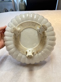 A Chinese famille rose pseudo-armorial tripod dish with the arms of Boschat for the French Market, Qianlong