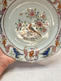 A Chinese famille rose armorial soup plate with the arms of Drake for the English market, Qianlong, ca. 1750