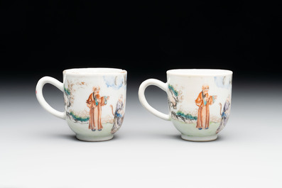 A pair of Chinese famille rose 'Luohan' cups, Qianlong