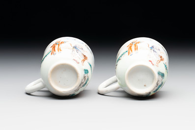 A pair of Chinese famille rose 'Luohan' cups, Qianlong