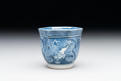 A Japanese blue and white 'rabbit' cup and a 'deer' plate, Edo, 17th C.