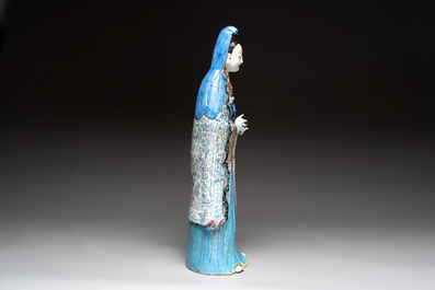 A fine and large Chinese famille rose Guanyin, Jiaqing