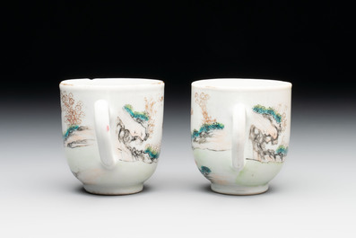 A pair of Chinese famille rose 'Luohan' cups, Qianlong