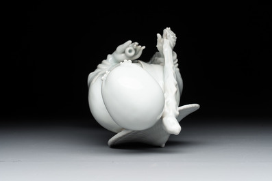 A Chinese Dehua blanc de Chine Damo, Dehua and He Chaozong 何朝宗 mark, 19th C.
