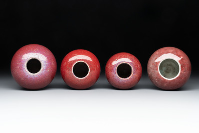 Four Chinese copper-red-glazed water pots, 19th C.