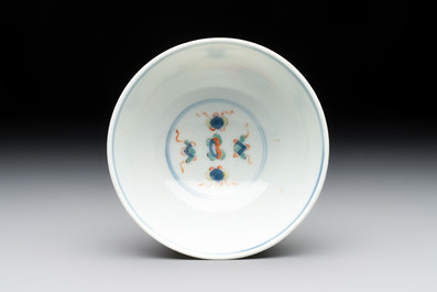 A Chinese famille rose bowl with floral design, Qianlong mark and of the period
