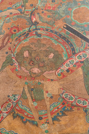 Chinese school: 'Heavenly king', ink and colour on silk, Qing or later