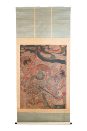 Chinese school: 'Heavenly king', ink and colour on silk, Qing or later