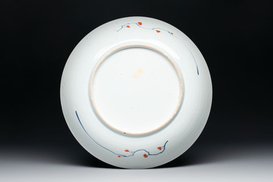 A Chinese Imari-style dish with floral design, Kangxi