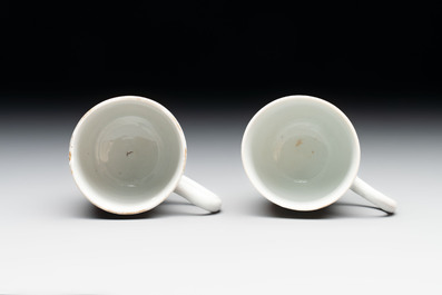 A pair of Chinese famille rose 'Luohan' cups, Qianlong