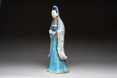 A fine and large Chinese famille rose Guanyin, Jiaqing