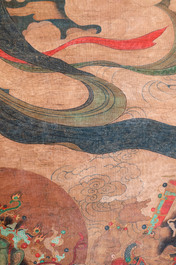 Chinese school: 'Heavenly king', ink and colour on silk, Qing or later