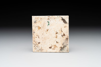A Chinese Canton famille verte tile, 19th C.