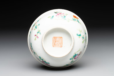 Three Chinese famille rose bowls, Tongzhi and Guangxu marks, 19th C.