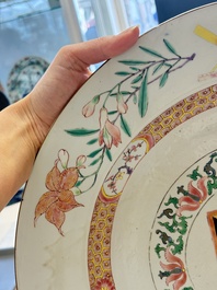 A large Chinese famille rose armorial dish with the arms of Campbell for the English market, Yongzheng/Qianlong