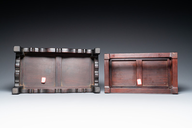 Three Chinese zitan wooden stands, 19/20th C.