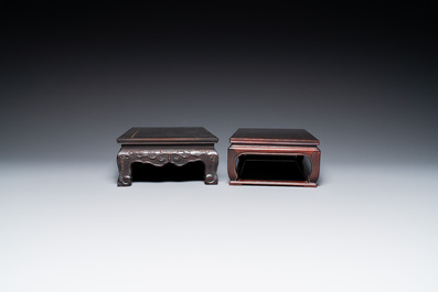 Three Chinese zitan wooden stands, 19/20th C.