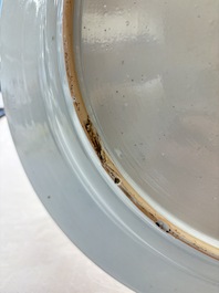 A large Chinese famille rose armorial dish with the arms of Campbell for the English market, Yongzheng/Qianlong